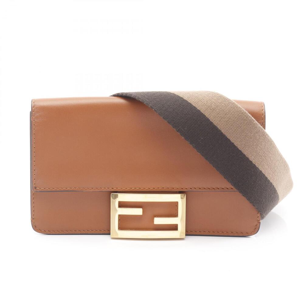 Fendi Flat Baguette shoulder bag brown leather canvas